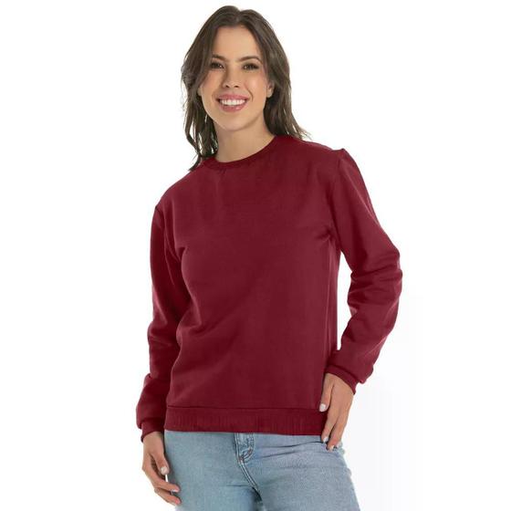 Imagem de Blusa de Moletom Careca Feminino Básico Liso sem Capuz