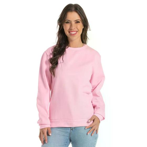 Imagem de Blusa de Moletom Careca Feminino Básico Liso sem Capuz