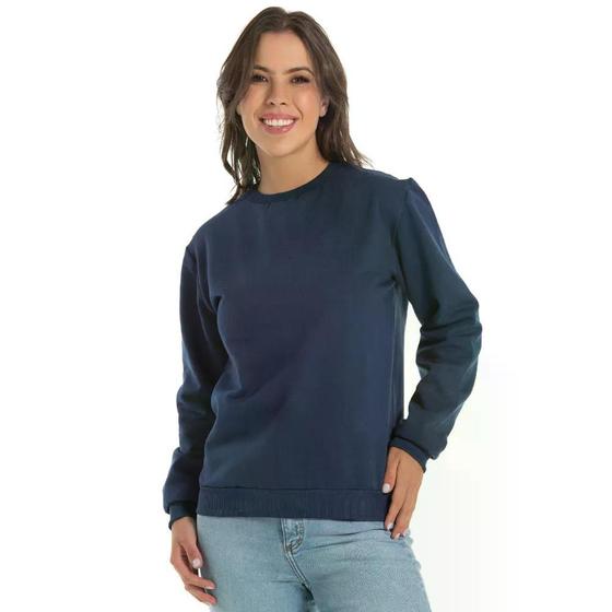 Imagem de Blusa de Moletom Careca Feminino Básico Liso sem Capuz