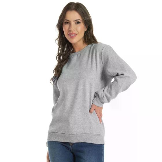 Imagem de Blusa de Moletom Careca Feminino Básico Liso sem Capuz