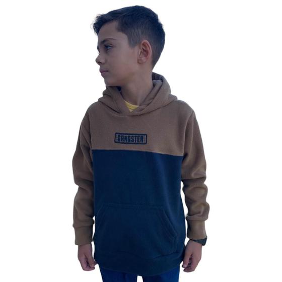 Imagem de Blusa de Moletom Peluciado Infantil Canguru Capuz Gangster