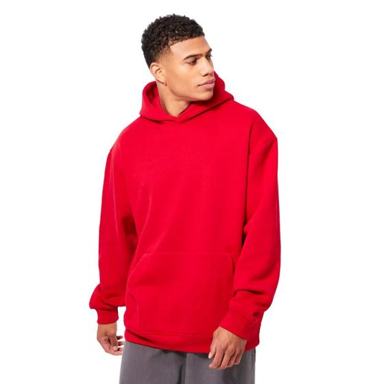 Imagem de Blusa de Moletom Quente Masculino Bolso Canguru Vermelho