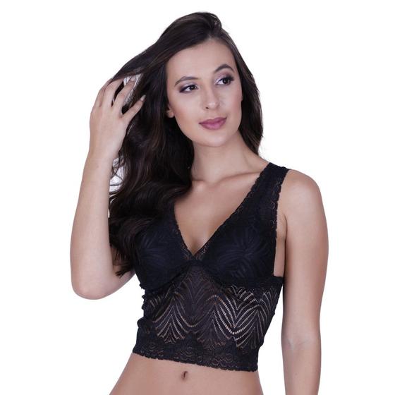 Imagem de Blusa de Renda Cropped com Bojo Alça Larga Cris