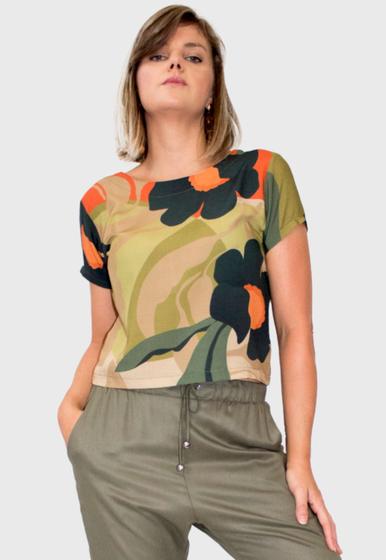 Imagem de Blusa Decote Costa Floral Militar Modisch