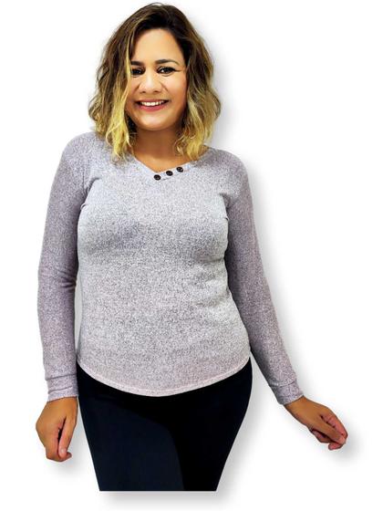 Imagem de Blusa Decote em V com Botões Inverno Quentinha