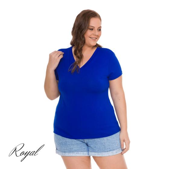 Imagem de Blusa Decote V Tamanhos Grandes Básica Plus Size Premium