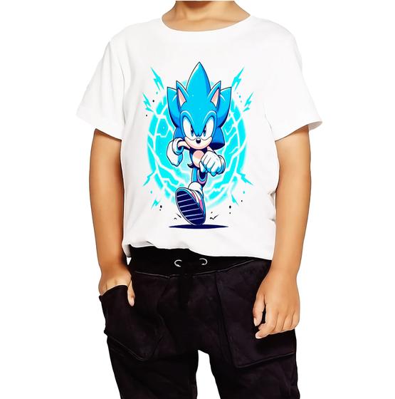 Imagem de Blusa Desenho Sonic Kids Manga Longa Moda Personalizada