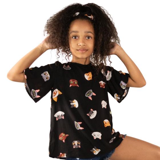 Imagem de Blusa Estilo Bata Infantil com Estampa de Gatinhos