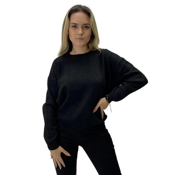 Imagem de Blusa Facinelli de Lã Tricot Gola Redonda Canelada Feminina