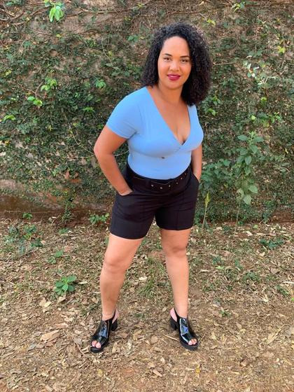 Imagem de Blusa Fem. Baby Look Transpassada  Plus Size Rebecca Freitas