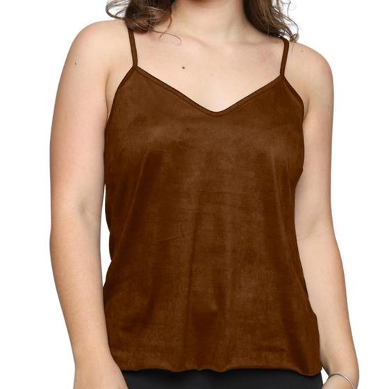 Imagem de Blusa Feminina Alcinha Regata Suede Soltinha Moda Verão Basica