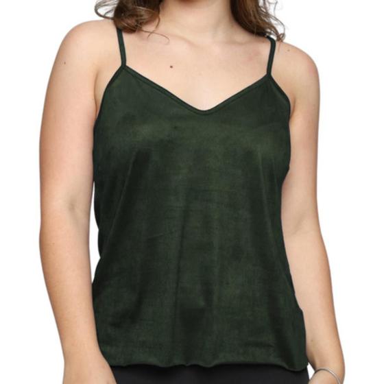 Imagem de Blusa Feminina Alcinha Regatinha Suede Tendência Verão Lisa