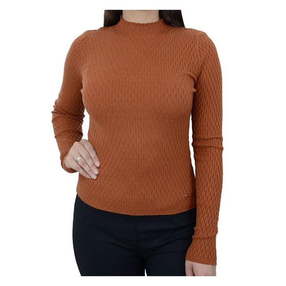 Imagem de Blusa Feminina Alpelo Sueter Slim Marrom Avelã - 109005