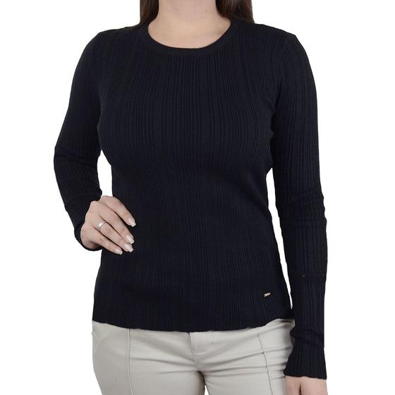 Imagem de Blusa Feminina Alpelo Tricot Plus Size Preta Diamante Negro