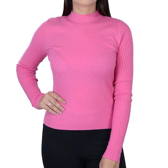 Imagem de Blusa Feminina Alpelo Tricot Suéter Slim Gola Alta Pink Lemonade - 10900534