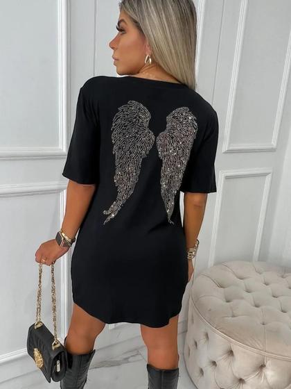 Imagem de Blusa Feminina Asa Maxi T Shirt Camisetão Asas