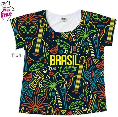 Blusa Feminina Brasil Copa Camiseta Personalizada T Shirt Menor preço em Blusa Feminina Brasil Copa Camiseta Personalizada T Shirt