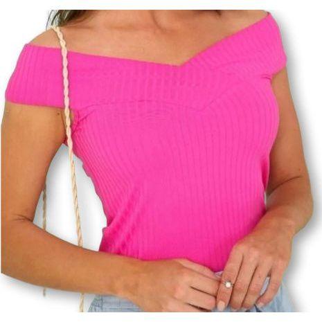 Imagem de Blusa feminina canelada ombro a ombro regata com bojo moda fashion