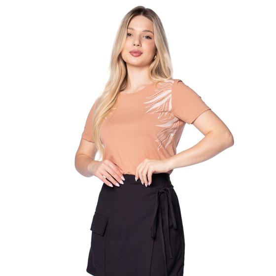 Imagem de Blusa Feminina Cativa Estampa com Strass Nude