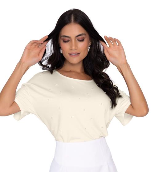 Imagem de Blusa Feminina Com Detalhes Em Strass Rovitex Bege