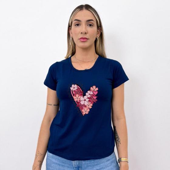 Imagem de Blusa feminina com estampa de salmo e coração t-shirt