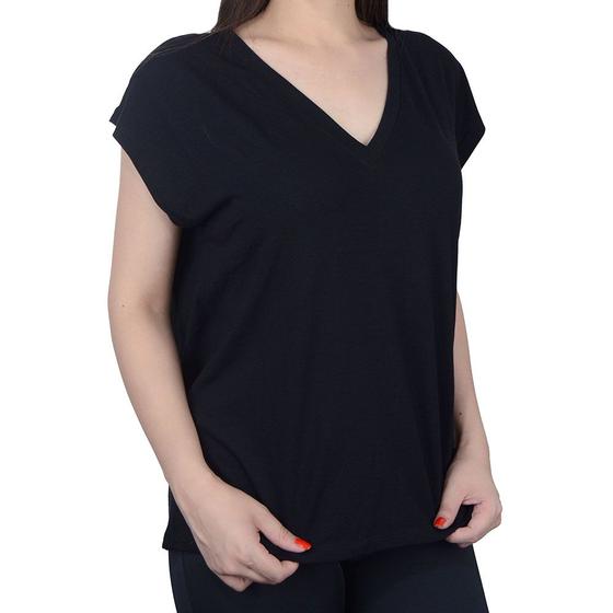 Imagem de Blusa Feminina Cotton & Cotton MC Decote V Preta - 36120