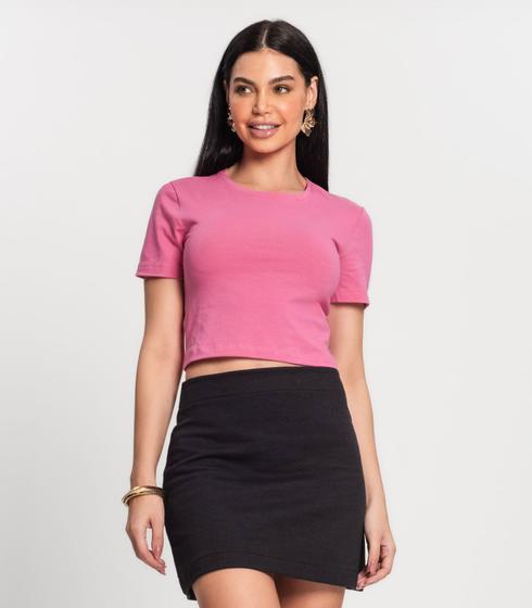 Imagem de Blusa Feminina Cropped Cotton 30 Básica Kohmar Rosa