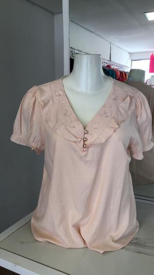 Imagem de Blusa Feminina decote v, viscose, tamanhos m,g,gg na cor rosa claro e pink
