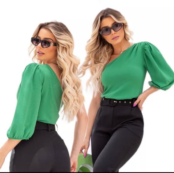 Imagem de Blusa Feminina Elegante Social Básica Tecido Dunas Blusinha