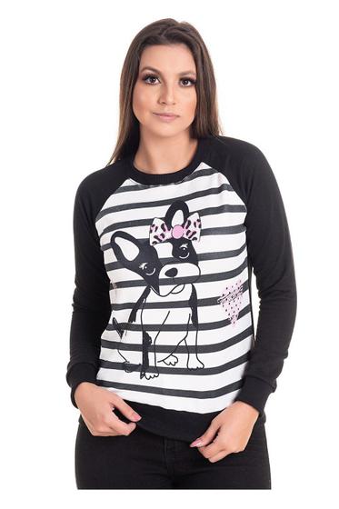 Imagem de Blusa Feminina em Malha Crepe Sublimada Frente Costas e Mangas em Moletom