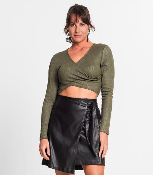 Imagem de Blusa Feminina Em Ribana Canelada Lurex Rovitex Verde