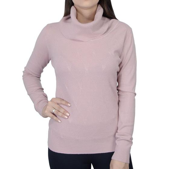 Imagem de Blusa Feminina Facinelli By Mooncity Tricot Gola Alta Lavanda Rosa - 651031