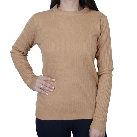 Imagem de Blusa Feminina Facinelli City Lady Tricot Plus Size Marrom Camel - 658066