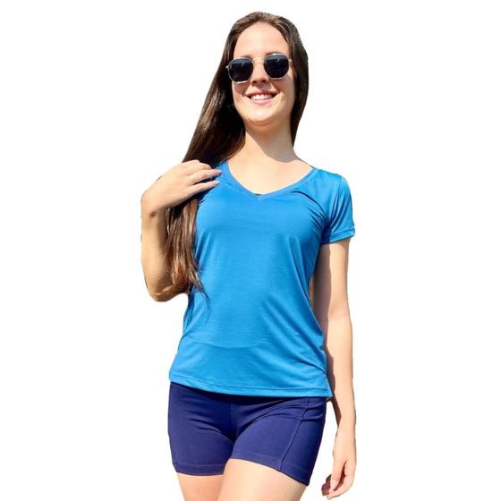 Imagem de Blusa Feminina Juliete Dry Manga Curta Gola Redonda Camiseta Feminina Proteção UV Blusa Academia