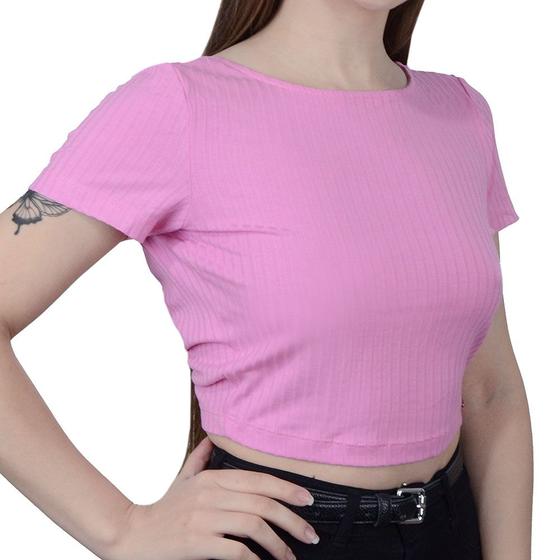 Imagem de Blusa Feminina Lado Avesso Cropped Rosa Candy - L119501