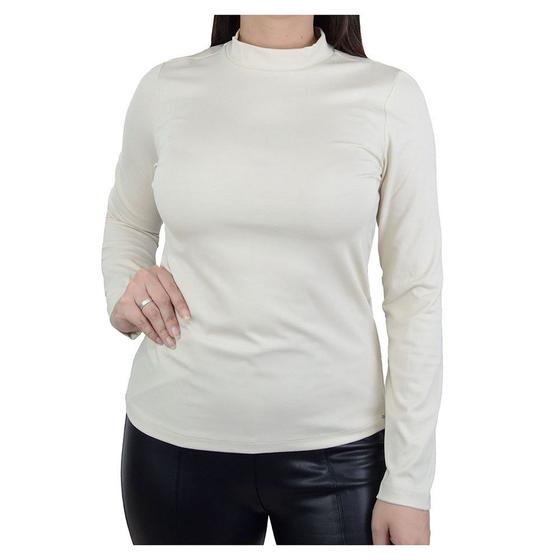 Imagem de Blusa Feminina Lado Avesso ML Gola Alta Bege Areia - L1245