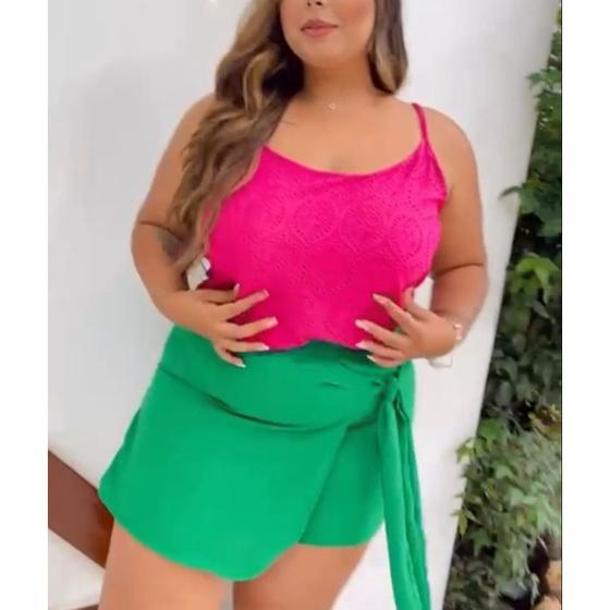 Imagem de Blusa feminina laise plus size alça fina roupas femininas