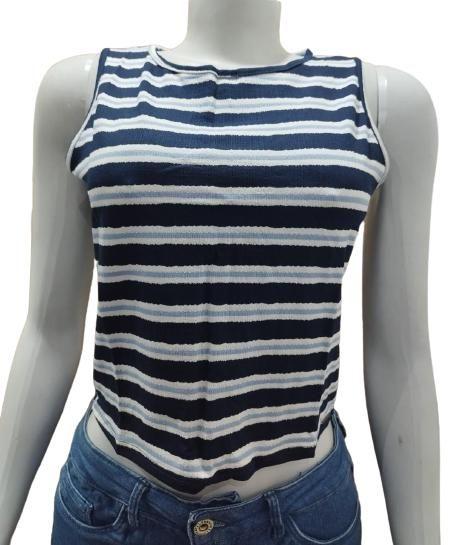 Imagem de Blusa feminina lunender 35584 cropped em malha vicenza stripe