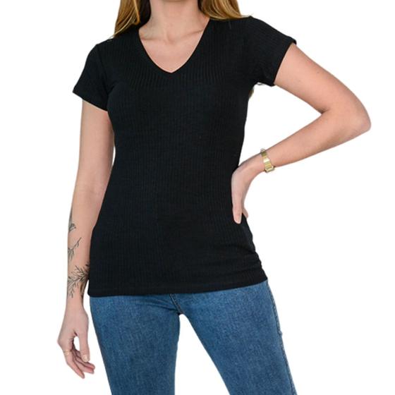 Imagem de Blusa Feminina LZT Canelada Preto - 4018