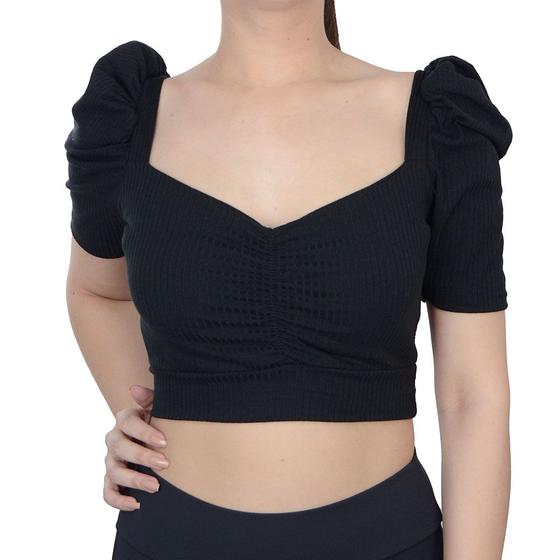 Imagem de Blusa Feminina LZT Cropped Ribana Preta - 8054