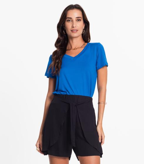 Imagem de Blusa Feminina Malha Delicate Básica Rovitex Azul