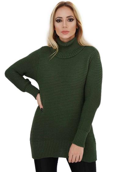 Imagem de Blusa Feminina Malha Gola Alta Tricot Livora Verde Militar