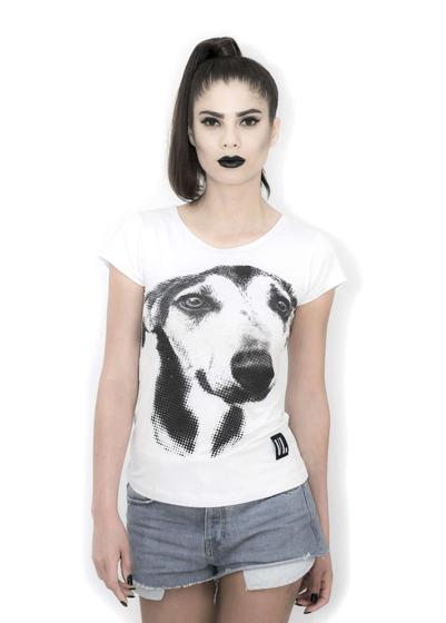 Imagem de Blusa Feminina Manga Curta Branca - Estampa Cachorro ANIMI