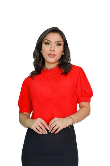 Imagem de Blusa feminina manga curta moda evangélica em crepe sku:b03