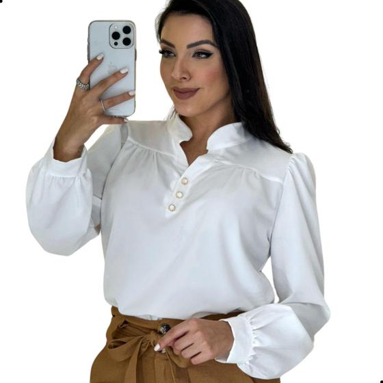 Imagem de Blusa Feminina Manga Longa Bufante Moda Evangélica