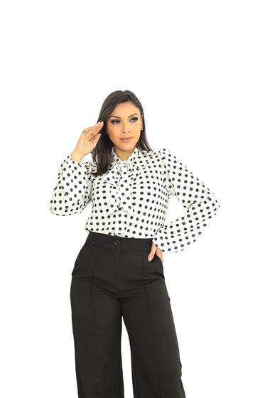 Imagem de Blusa feminina manga longa moda evangélica poa sku:bml18