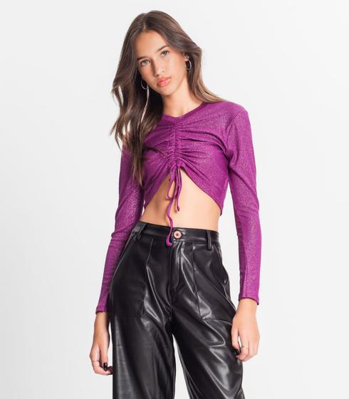 Imagem de Blusa Feminina Manga Longa Ribana Canelada Minty Roxo