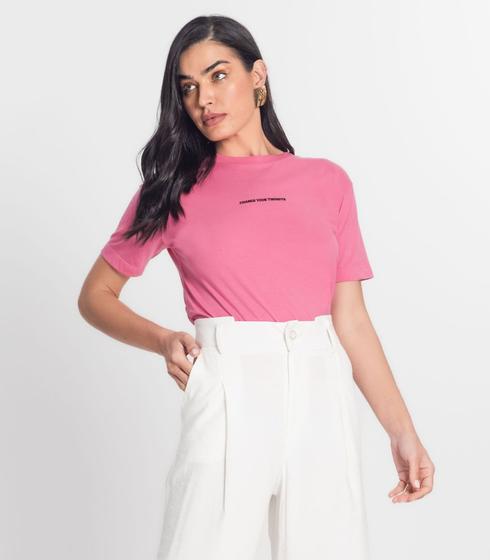 Imagem de Blusa Feminina Meia Malha Penteada Estampada MMT Rosa