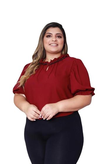 Imagem de Blusa feminina moda plus size evangélica em crepe sku:bp15