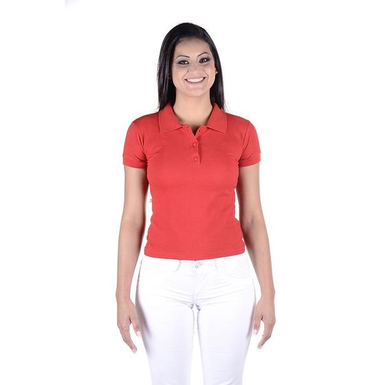 Imagem de Blusa Feminina Modelo Baby Look Lisa Tecido de Piquet Vermelho